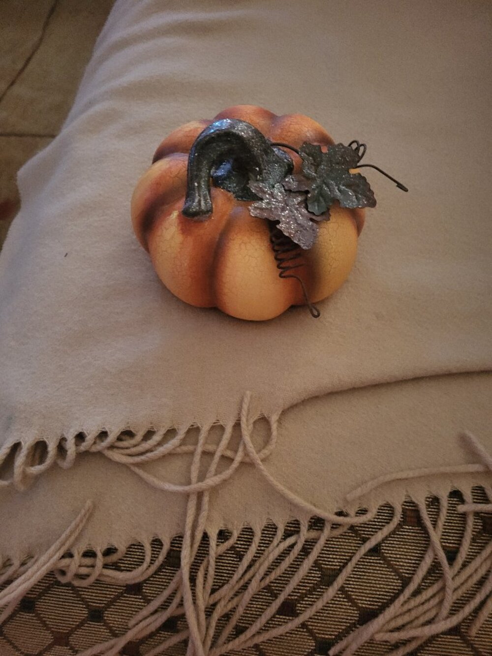 Collections Etc. Ceramic Pumpkin Figurine Fall Decor H1864